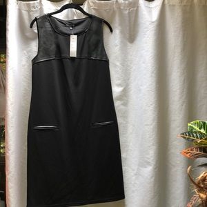 Black leather accent dress